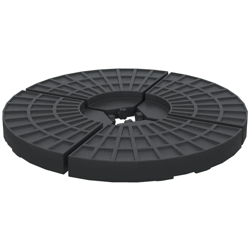 Outsunny 4 PCs 70KG Portable Round Parasol Base - Umbrella Cross Stand Weights Holder, Sand or Water Filled, Outdoor Garden Patio