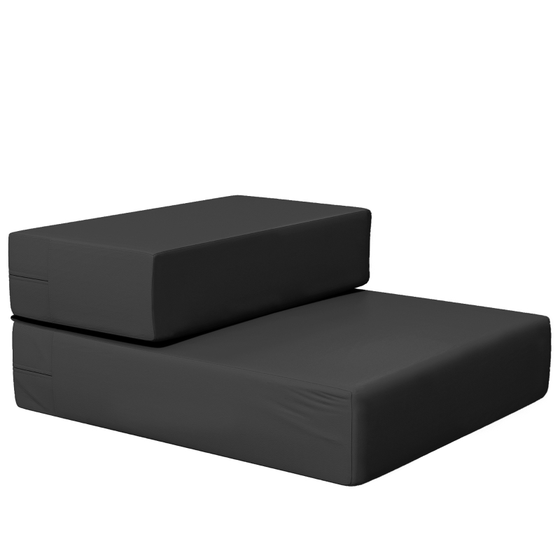 PawHut Foldable Pet Stairs & Pad 2-in-1, for Older Dogs and Cats, Black
