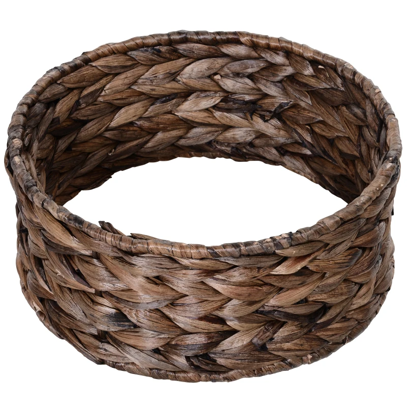 PawHut Water Hyacinth Cat Basket with Cushion, Cat Bed, Pet Bed, 50 cm x 42 cm x 60 cm, Brown + Beige