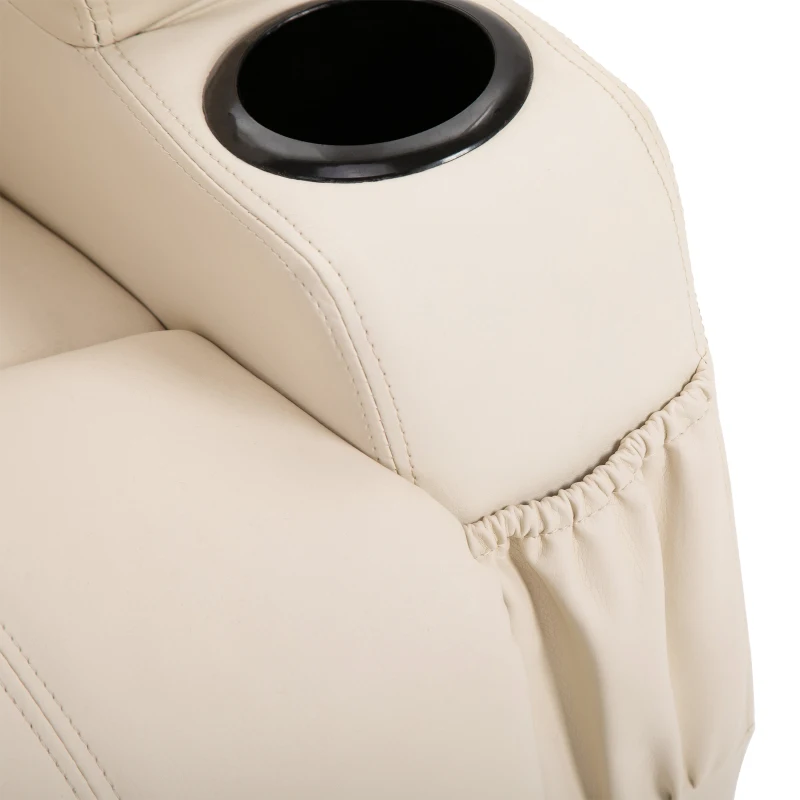 HOMCOM Fauteuil Luxe de Relaxation et Massage Inclinaison Dossier Repose-Pied électrique revêtement synthétique Crème