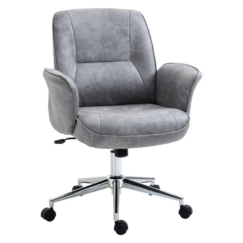 Vinsetto Office Chair with Tilt Function Desk Chair Height Adjustable Swivel Chair Ergonomic Office Chair Modern Load Capacity up to 120 kg Microfiber Light Gray 67 x 69 x 92-102 cm