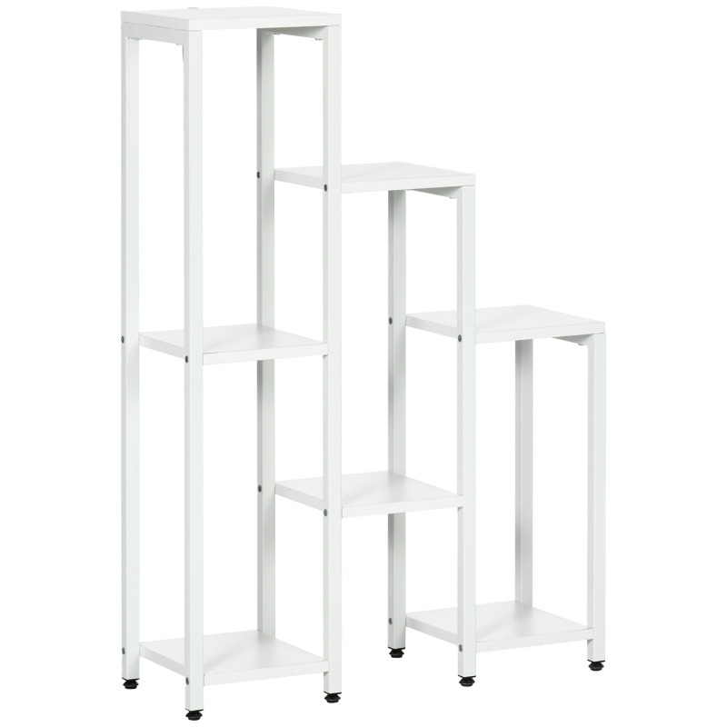Outsunny Flower Stand, Plant Stand, 7 Levels, for Indoor and Outdoor Areas, Steel, White, 65 x 23 x 94.5cm