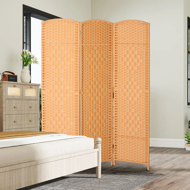 HOMCOM Innenraum-Paravent aus Holz 3-teilig faltbarer Raumteiler für Wohnzimmer Schlafzimmer 135 x 180 cm hellbraun