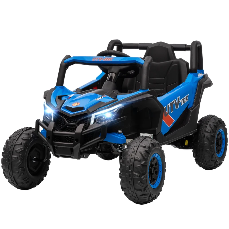 AIYAPLAY Kinder Elektroauto UTV 12V mit 2 Motoren Fernbedienung 2,4G Geschwindigkeit bis 7 km/h Federungssystem Blau