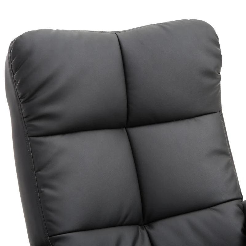 HOMCOM Relax Armchair with Footstool, Storage Space, Padded TV Armchair with Reclining Function, 360° Swivel TV Armchair for Bedroom, Living Room, Artificial Leather, Black