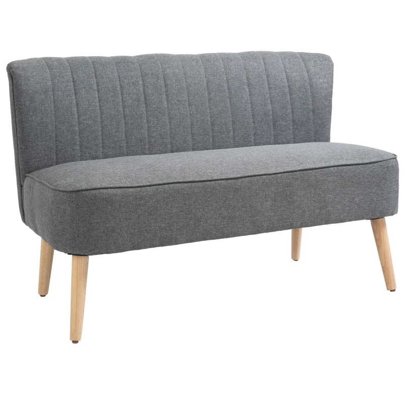 HOMCOM 2-Seater Sofa, Soft Padding, Easy-Care Cover, Up to 150 kg, 117 x 56.5 x 77 cm, Light Grey