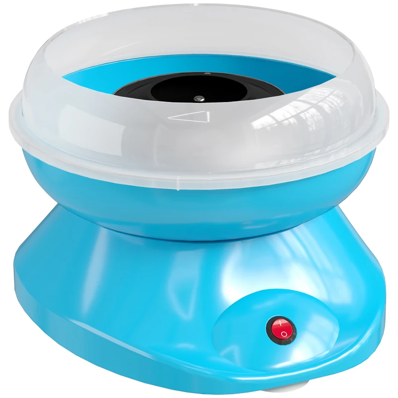HOMCOM Máquina de Algodón de Azúcar en Casa de Polipropileno Acero Inox. y Aluminio 450W-550W para Fiestas 27x26x18 cm Azul