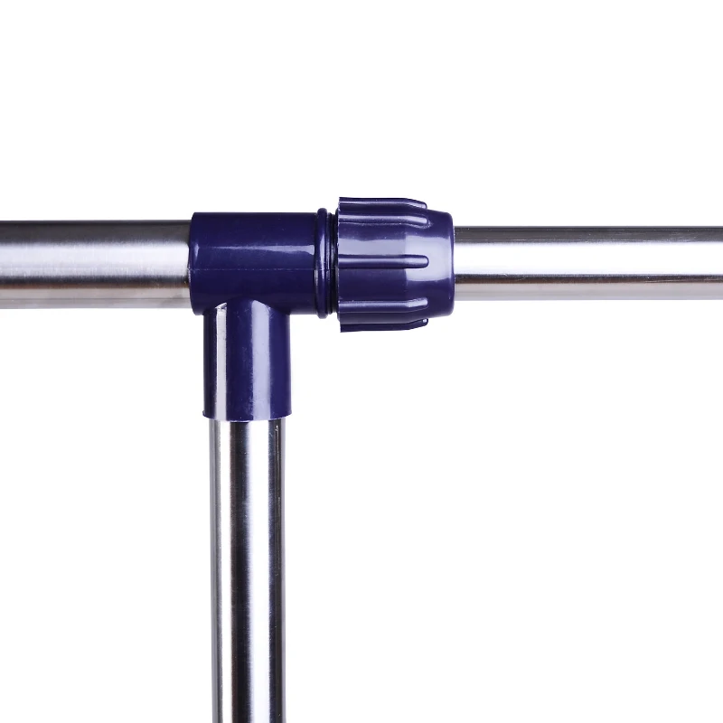 HOMCOM Clothes Rack Clothes Rail with Wheels Height Adjustable and Extendible Clothes Rod Clothes Stand for Entryway Stainless Steel 86 x 45 x 95 cm