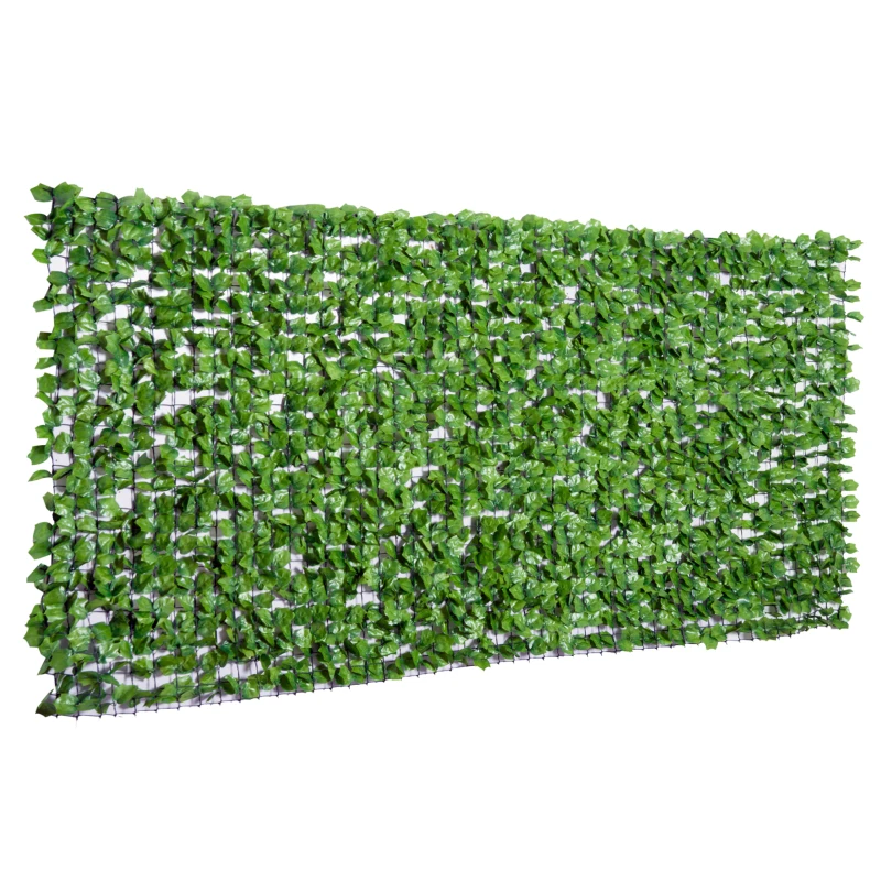 Outsunny Artificial Hedge Privacy Screen, UV-protected, Privacy Screen with Leaves, Hedge Fence, 300 x 150 cm, Green