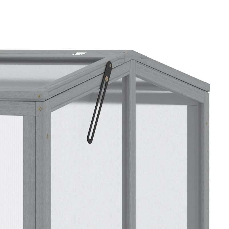 Outsunny Cold Frame Greenhouse Mini Greenhouse Plant Box with Wooden Frame and Polycarbonate Cover Weatherproof Light Gray 90 x 80 x 58 cm