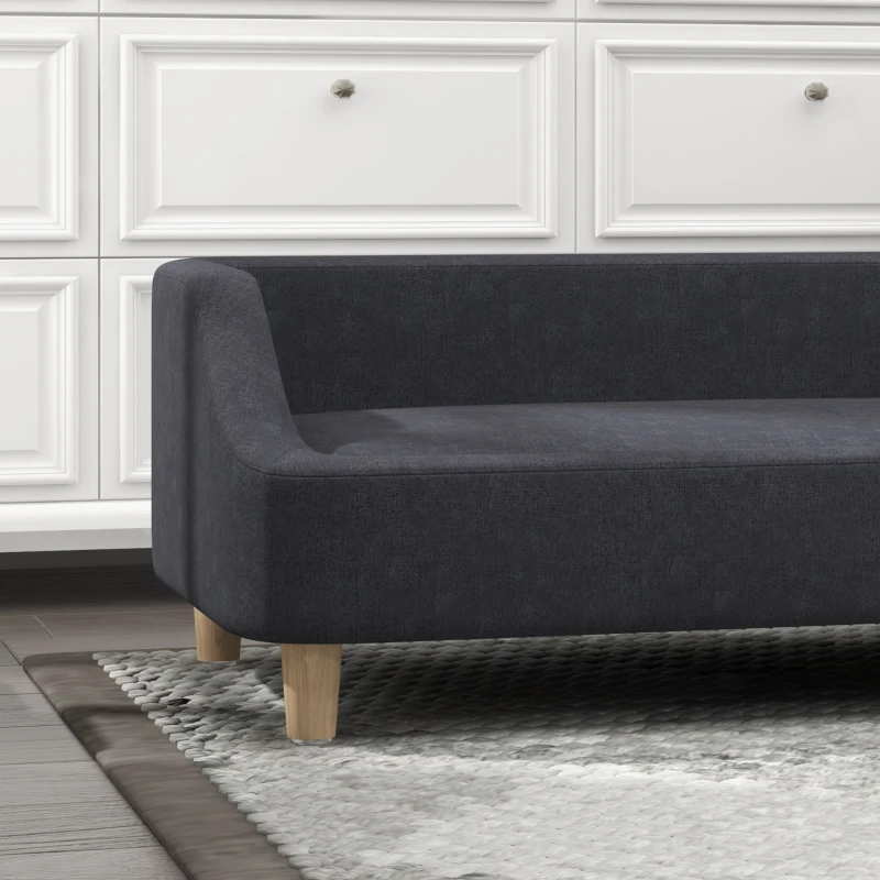 PawHut Dog Sofa, Pet Sofa Cat Sofa Dog Bed for Medium and Large Dogs, Dog Couch with Elevated Design, Dog Chair with Wooden Legs, Dark Gray, 95 x 63 x 39 cm