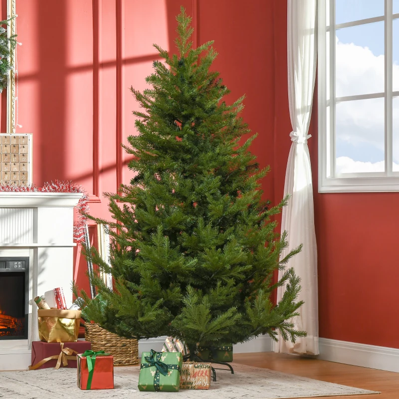 HOMCOM Christmas Tree, Artificial Fir Tree, Realistic Appearance, Quick Assembly, Plastic, Green, 136 x 136 x 180cm