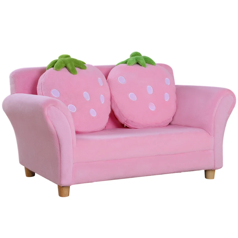 HOMCOM Children's Sofa Kids Chair Sofa Couch Children's Armchair Soft Sofa Double Sofa Single Sofa (Strawberry Sofa)
