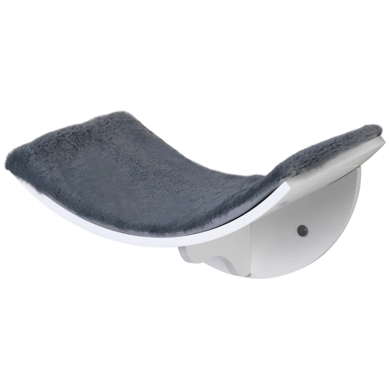 PawHut Cat Shelf Cat Wall Shelf Cat Bed Cat Rack Wall Mount Plush Cover Gray 41 x 28 x 21 cm