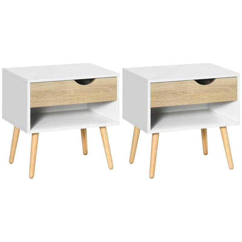 HOMCOM Noptiere Moderne cu Sertar și Raft, Design Modern și Funcțional, Ideal pentru Cameră de Dormit, Albastru(m-11)