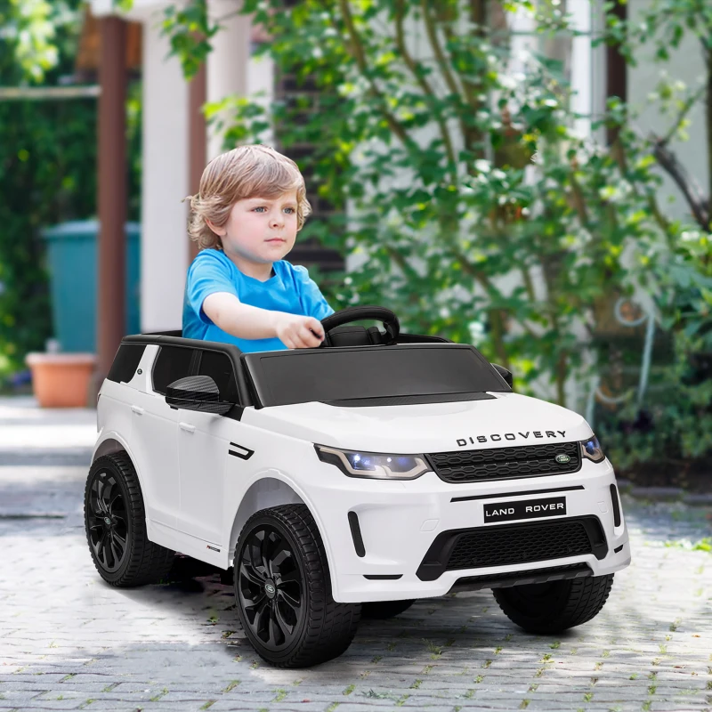 AIYAPLAY Voiture électrique pour enfants Land Rover Discovery Sport, 12V avec télécommande, lumières LED, pour 3-6 ans, blanc(m-11)