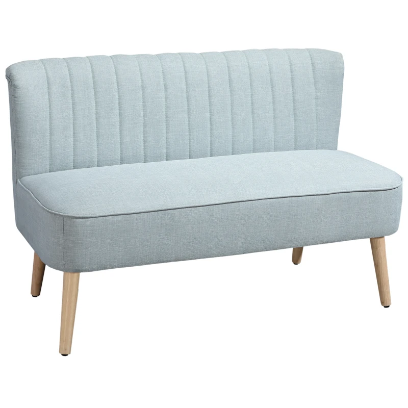 HOMCOM 2-Seater Sofa, soft padding, easy-care cover, up to 150 kg, 117 x 56.5 x 77 cm, Light Green