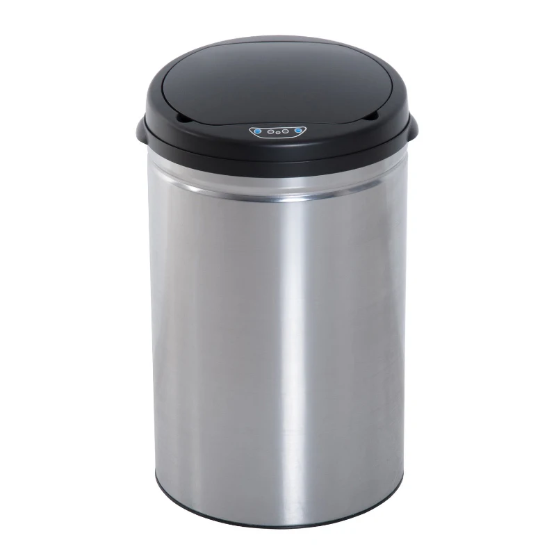 HOMCOM Sensor Trash Can 30L Automatic Garbage Can with Soft-Close Lid, Motion Sensor, Waterproof Waste Bin Trash Can for Office, Bedroom, Kitchen Black+Silver