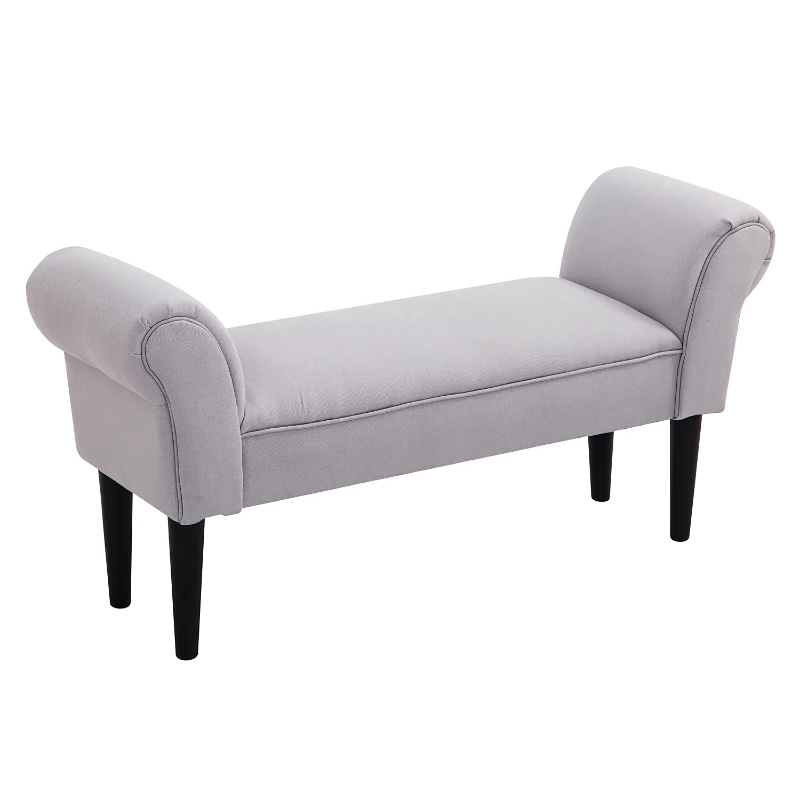 HOMCOM Bed Bench, Upholstered Bench, Seating Bench, Hallway Bench for Bedroom, Holds up to 130 kg, Sailcloth, Gray, 102 x 36 x 51 cm
