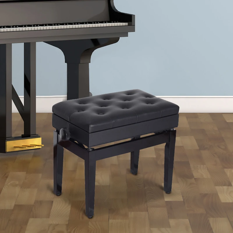 HOMCOM Piano Bench Piano Chair Piano Bench Dressing Bench Stool with Storage Space Adjustable Height 54.5 x 33 x 48-58 cm