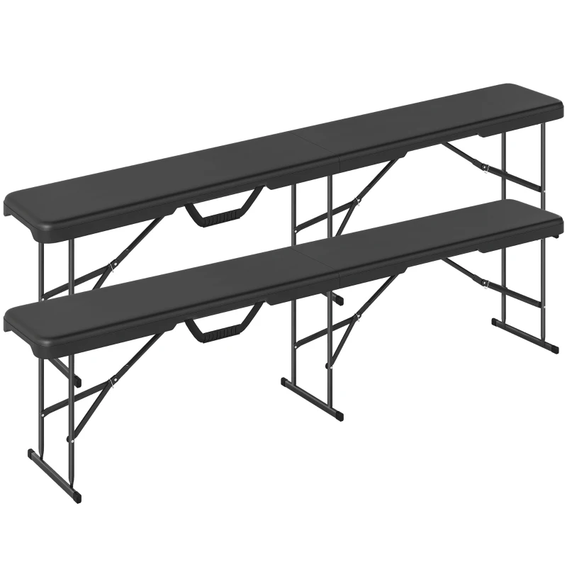 Outsunny Campingbank, Kunststoff-Outdoor-Bank, 240 kg Belastbarkeit, Schwarz