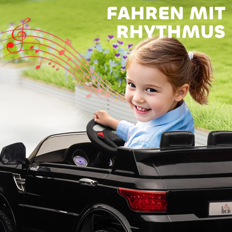 HOMCOM SUV voor elektrische auto's voor kinderen, tot 5 km/u, met veiligheidsgordel, afstandsbediening, koplampen, zwart(m-8)