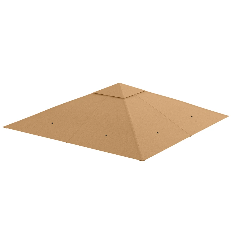 Outsunny Toile de rechange pour pavillon toit de remplacement gazebo tissu polyester haute densité 180 g/m² anti-UV 3 x 3 m beige