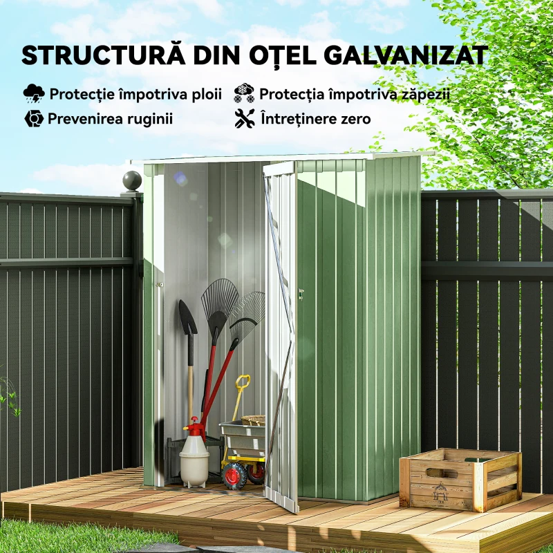 Outsunny Magazie pentru Unelte Sopron din Otel Impermeabila 142x84x189cm