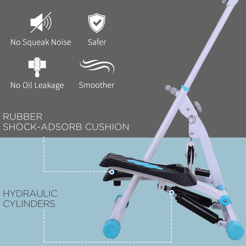 HOMCOM Stepper, Step Workout Machine with Handlebars for Aerobic Exercise Home Gym, White