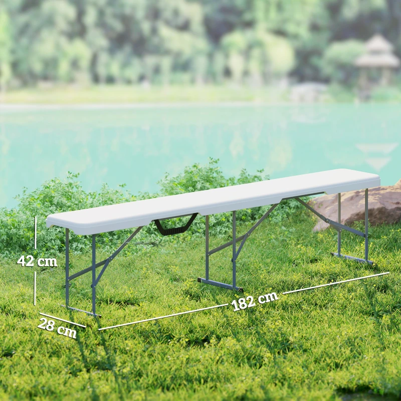 Outsunny Campingbank, Kunststoff-Outdoor-Bank, 240 kg Belastbarkeit, Weiß