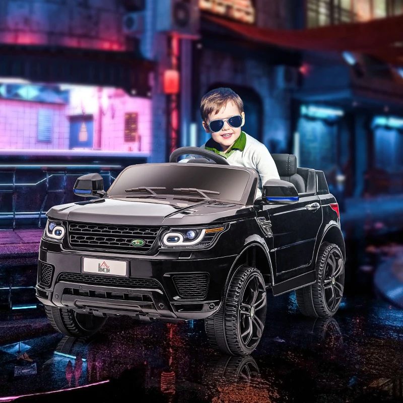 HOMCOM SUV voor elektrische auto's voor kinderen, tot 5 km/u, met veiligheidsgordel, afstandsbediening, koplampen, zwart(m-10)
