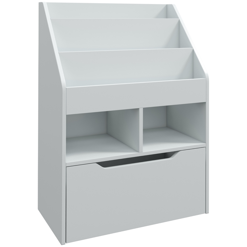 HOMCOM Kinderregal mit Schublade, Bücherregal mit Fächern, 60 x 29,9 x 90 cm, Grau