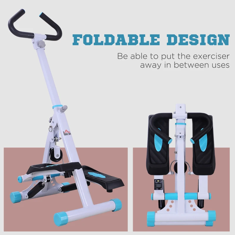 HOMCOM Stepper, Step Workout Machine with Handlebars for Aerobic Exercise Home Gym, White