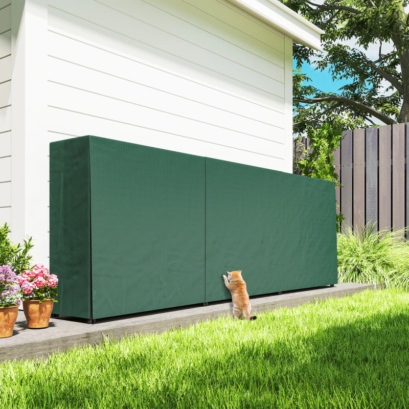 Outsunny Verstellbarer Holzträger für 1m³ mit wasserdichtem PE-Bezug, aus Metall, 300x36x99 cm, Schwarz und Dunkelgrün