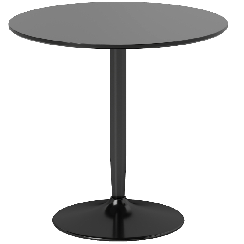 HOMCOM Tavolo da pranzo per 2 persone, piano rotondo Ø80 cm, MDF e Acciaio, antiscivolo, Nero, 75H cm