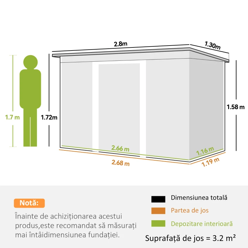 Outsunny casuta pentru unelte gradina, 277x130x173cm, verde(m-3)