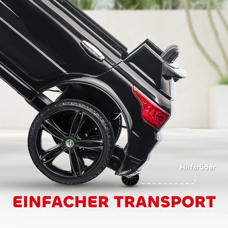 HOMCOM SUV voor elektrische auto's voor kinderen, tot 5 km/u, met veiligheidsgordel, afstandsbediening, koplampen, zwart(m-6)