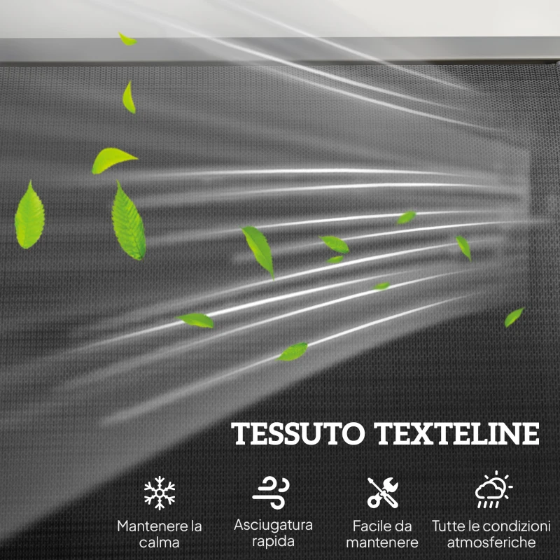 Outsunny Panchina a Dondolo da Giardino a 3 Posti in Metallo e Tessuto a Rete Traspirante, 147x70x85cm, Nero