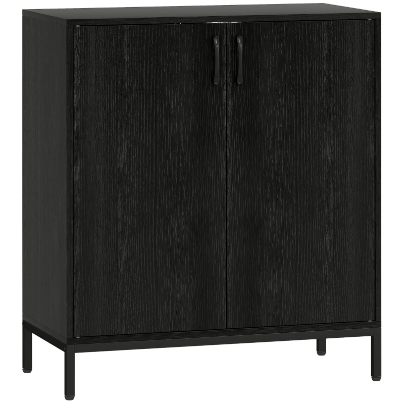 HOMCOM Aparador de Cocina Moderno Aparador para Salón con 2 Puertas Estante Ajustable y Base Elevada 80x40x90 cm Negro