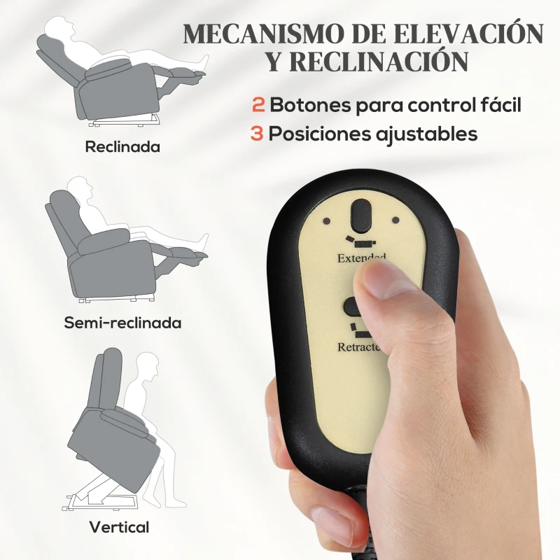HOMCOM Sillón Levanta Personas Eléctrico con 8 Punto de Masaje Función de Calentamiento 2 Controles Remotos y Bolsillo Gris