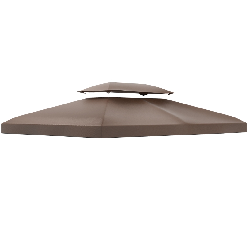 Outsunny Copertura per Gazebo da Giardino Tetto Sostitutivo Anti-UV Impermeabile in Poliestere 3x4m, Marrone