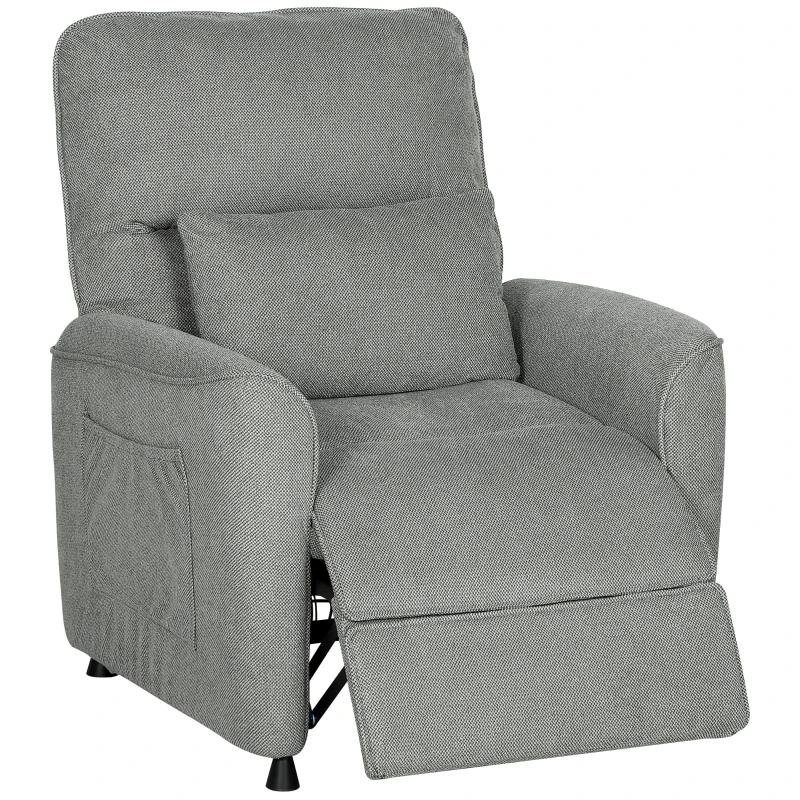 HOMCOM Fauteuil Inclinable avec Chauffage, 8 Points de Massage et 5 Modes, Tissu Chenille, Gris Foncé