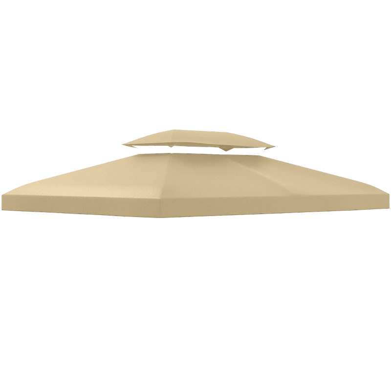 Outsunny Copertura di Ricambio per Gazebo 4x3 m in Poliestere Anti UV con Tetto a 2 Livelli, Crema