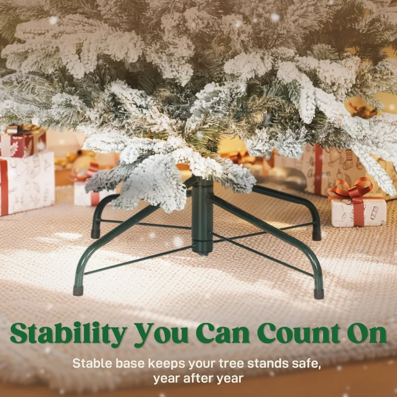 HOMCOM Künstlicher Weihnachtsbaum mit Schnee geflockt 180 cm, Weihnachtsbaum mit 1815 Zweigen, klappbarer Metallständer, grün