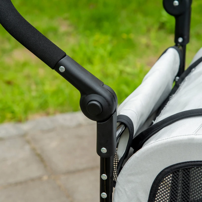 PawHut Hondenwagen voor Middelgrote Honden 2 Netramen 1 Zijtas Oxford Stof Staal Zwart