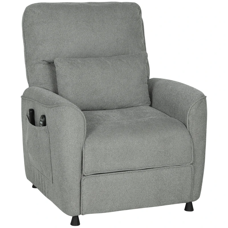 HOMCOM Fauteuil Inclinable avec Chauffage, 8 Points de Massage et 5 Modes, Tissu Chenille, Gris Foncé