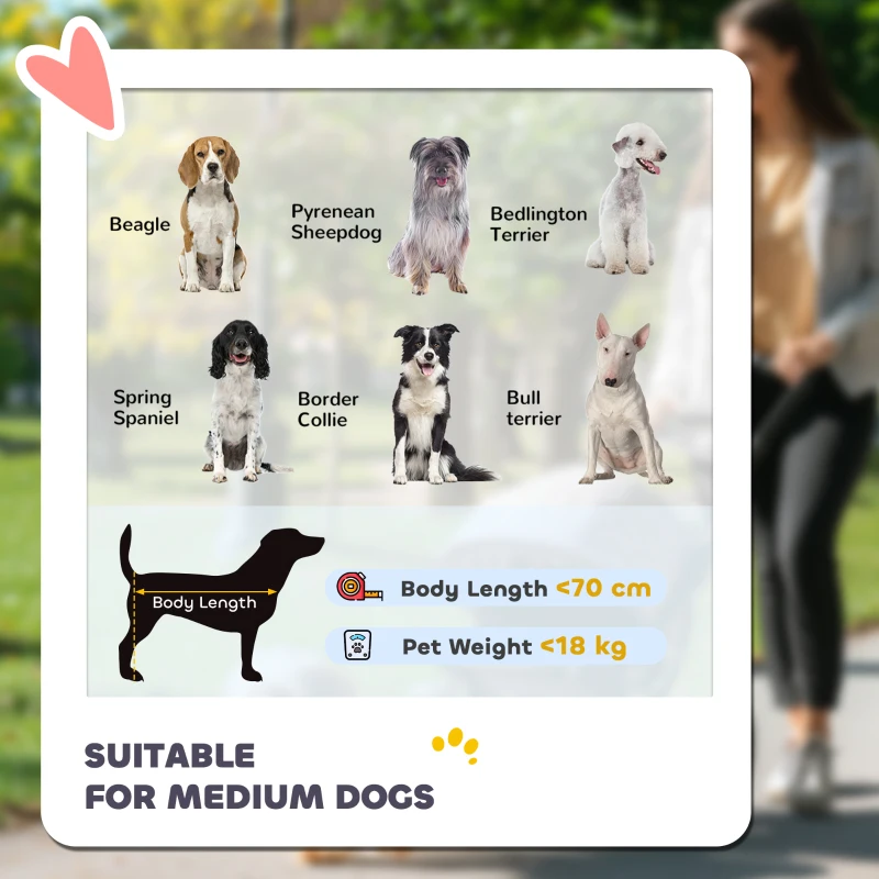 PawHut Hondenwagen voor Middelgrote Honden 2 Netramen 1 Zijtas Oxford Stof Staal Zwart