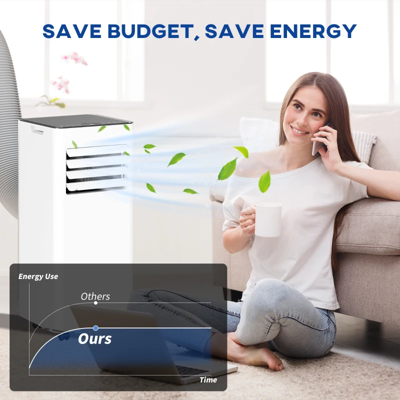 HOMCOM 3-w-1 Klimatyzacja, Wentylator z Wyświetlaczem LED, Zmywalnym Filtrem, Timerem, Biała