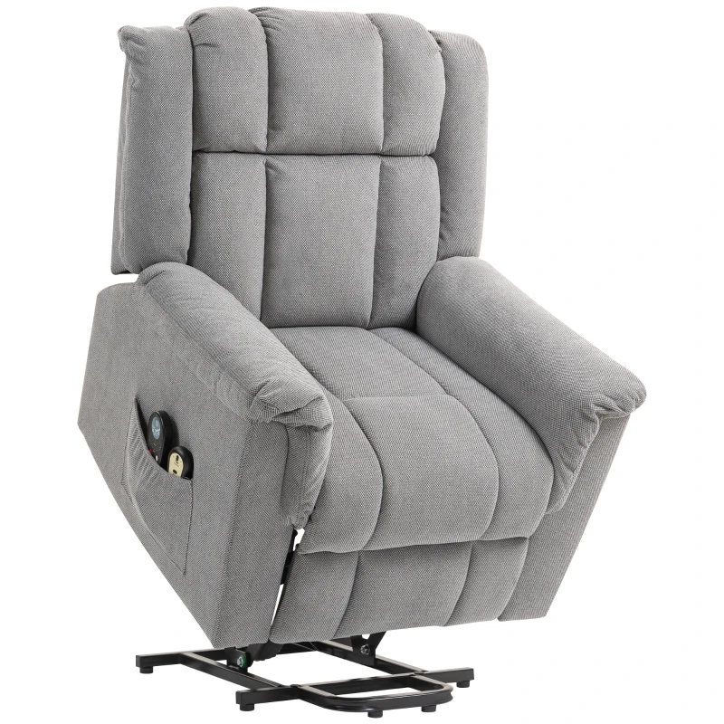 HOMCOM Cadeira de Massagem com Função de Aquecimento Cadeira Estofada com Apoio para Os Pés Bolso Lateral Cinza Escuro