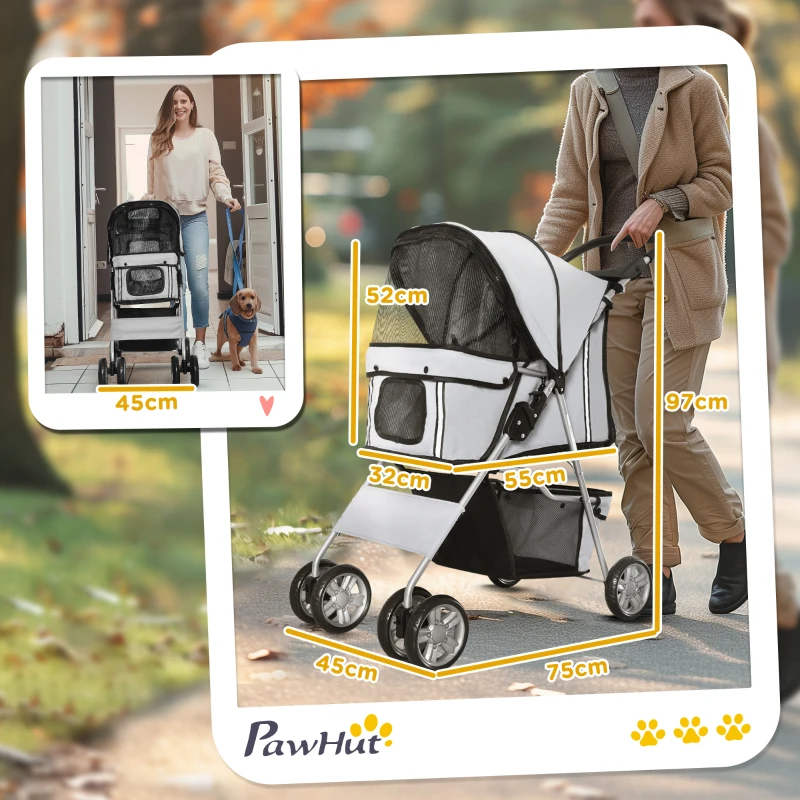 PawHut hondenwagen hondenbuggy honden pet stroller buggy 4 kleuren 3/4 wielen(m-3)